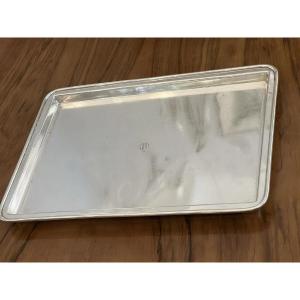 Plateau de Service sur Pied Métal Argenté Art Deco