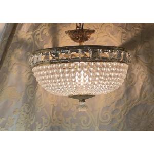 Ref 105 / Chandelier Ceiling Light With Tassels, 1 Light / Completely Refurbished