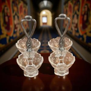 Pair Of Art Nouveau Silver-plated Metal Salt Cellars 