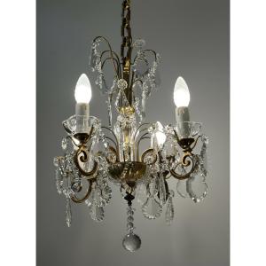 REF119/ Lustre Pampilles Cristal 4 Lumières 