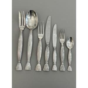  Hermès Paris  Ménagère  Métal Argenté Modèle Moisson 62 P