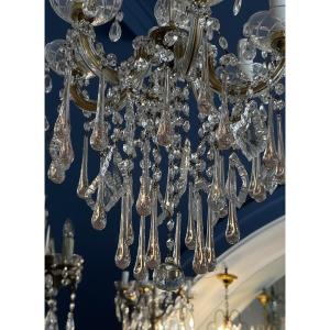 Lustre Murano 6 Lumières Pampilles Rose