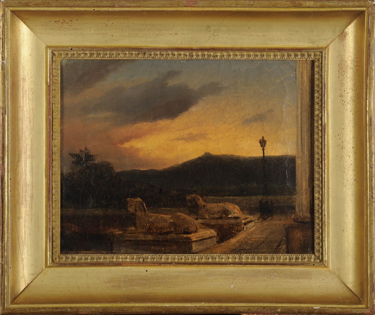 Jules Coignet (1798-1860) The Terrace Of Bagatelle Versailles-photo-2