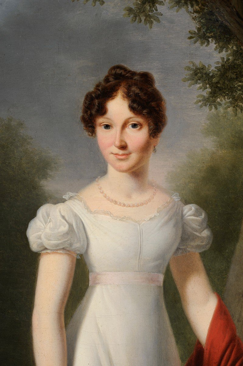 François-Joseph Kinson (1770-1839) Portrait de jeune femme auprès d’une source et son chien-photo-3