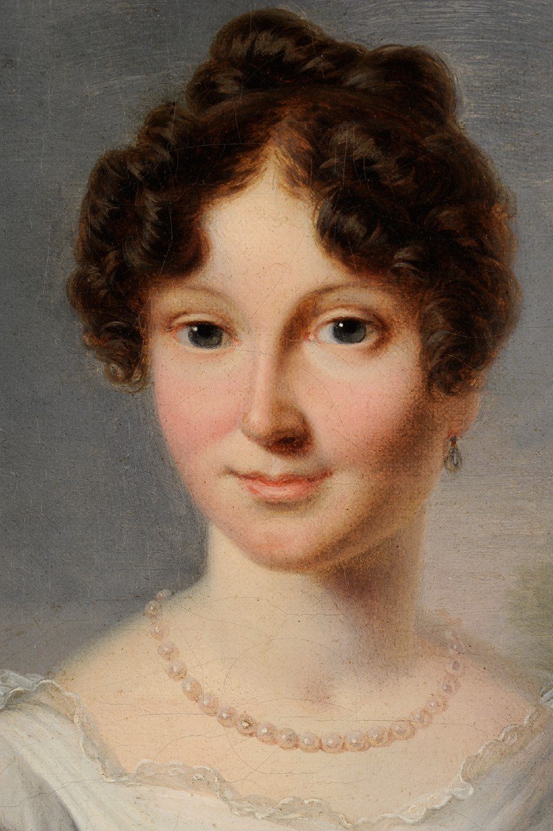 François-Joseph Kinson (1770-1839) Portrait de jeune femme auprès d’une source et son chien-photo-4