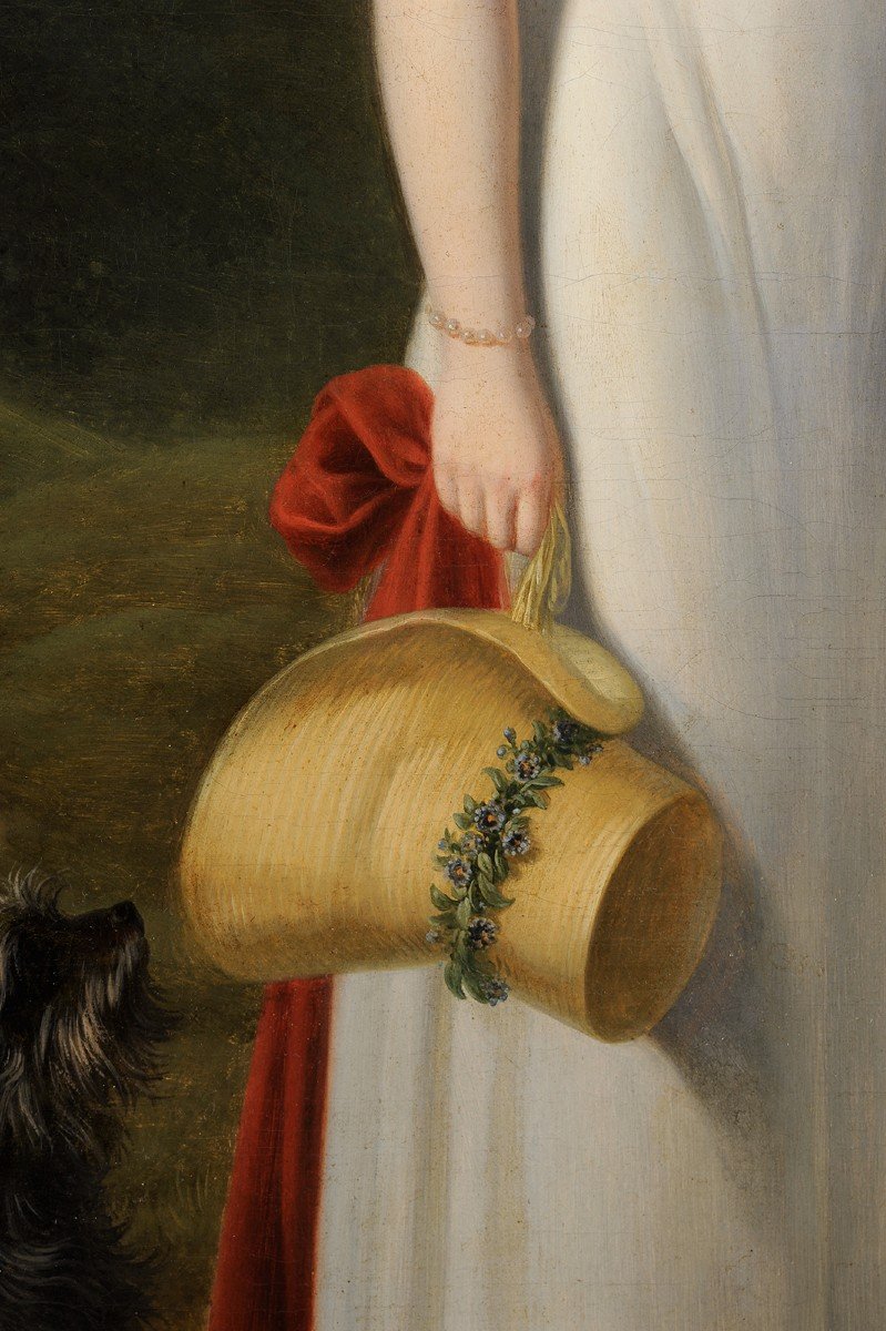 François-Joseph Kinson (1770-1839) Portrait de jeune femme auprès d’une source et son chien-photo-1