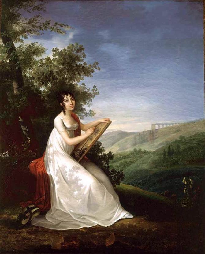 François-Joseph Kinson (1770-1839) Portrait de jeune femme auprès d’une source et son chien-photo-7
