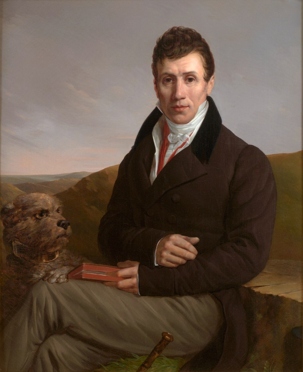 Henri Joseph Hesse (1781-1849) Portraits Of A Man With His Dog And His Wife-photo-3