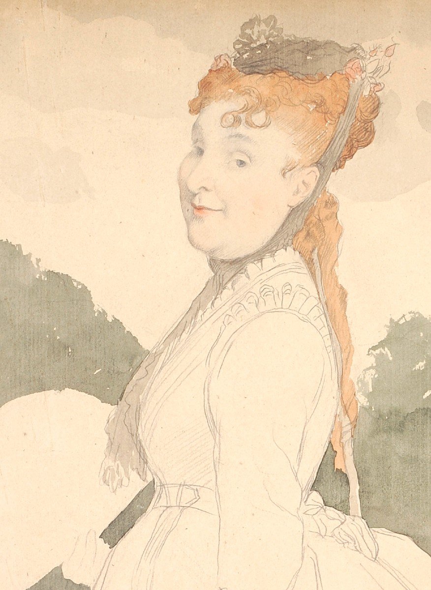 James Tissot (1836-1902) Madame Eugène Pegg On A Walk In Saint Germain Paris-photo-2