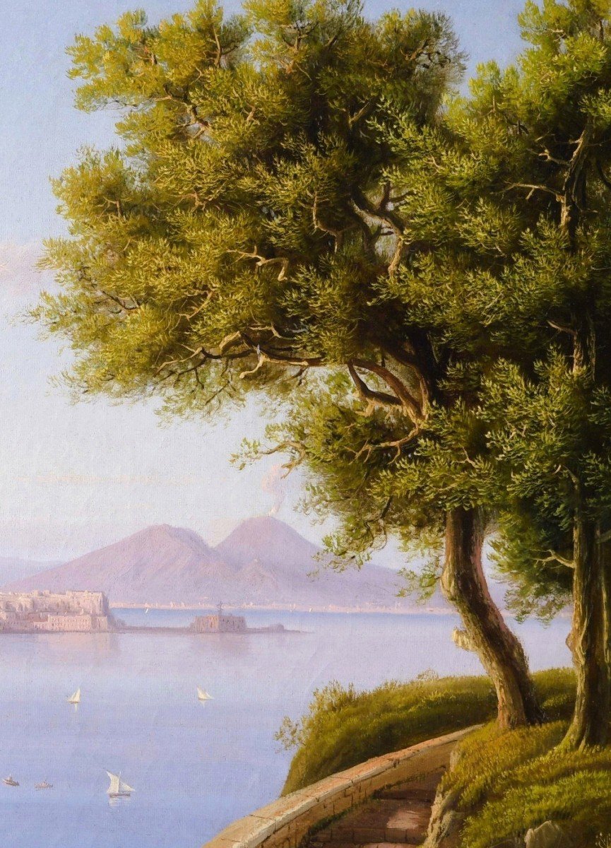 Carl-Wilhelm Götzloff. Att. à (1799-1866) La baie de Naples et le Vésuve depuis le Pausilippe-photo-3