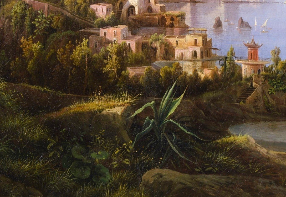 Carl-Wilhelm Götzloff. Att. à (1799-1866) La baie de Naples et le Vésuve depuis le Pausilippe-photo-4