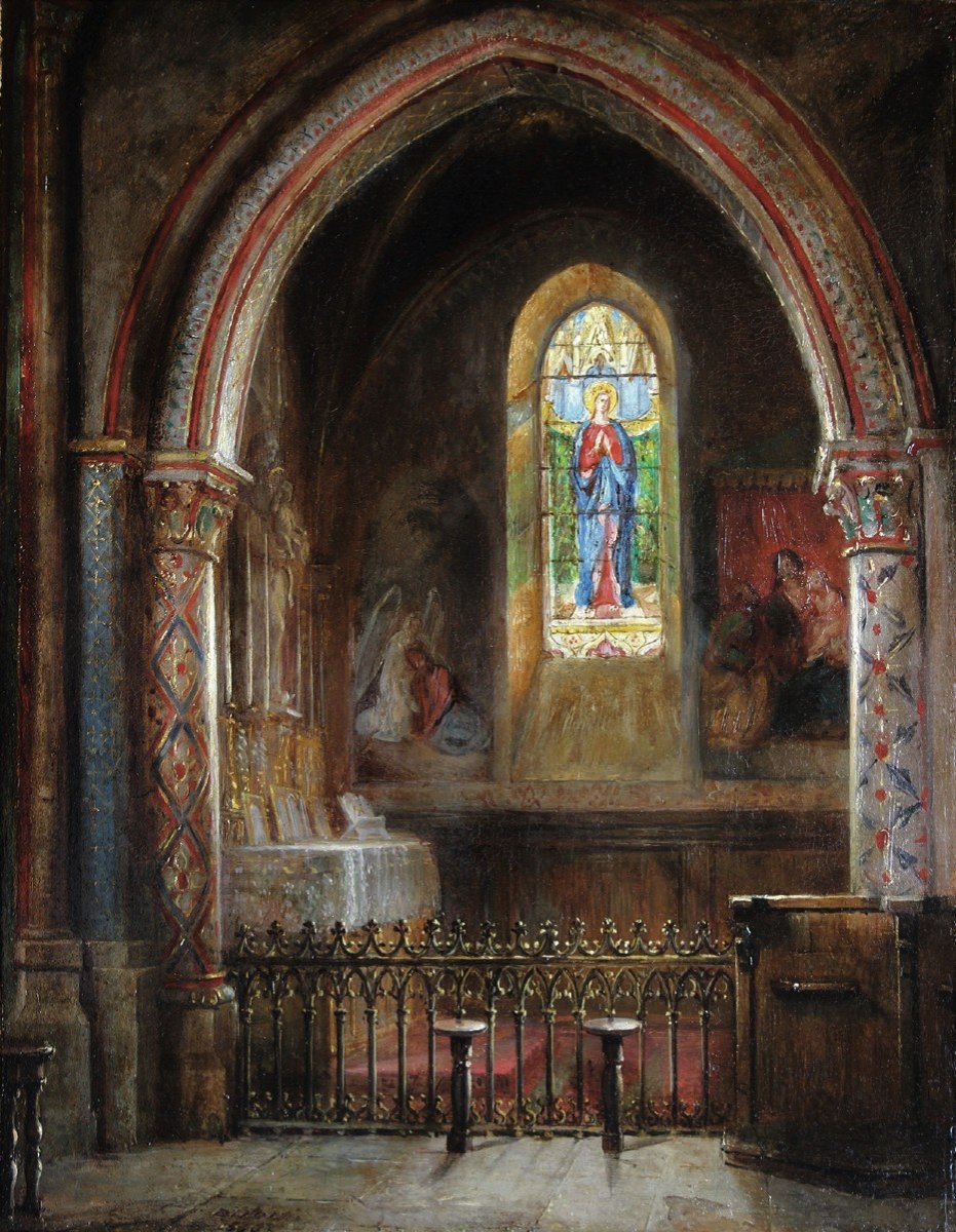 Henri-pierre Picou (1824-1895) A Chapel - Nantes