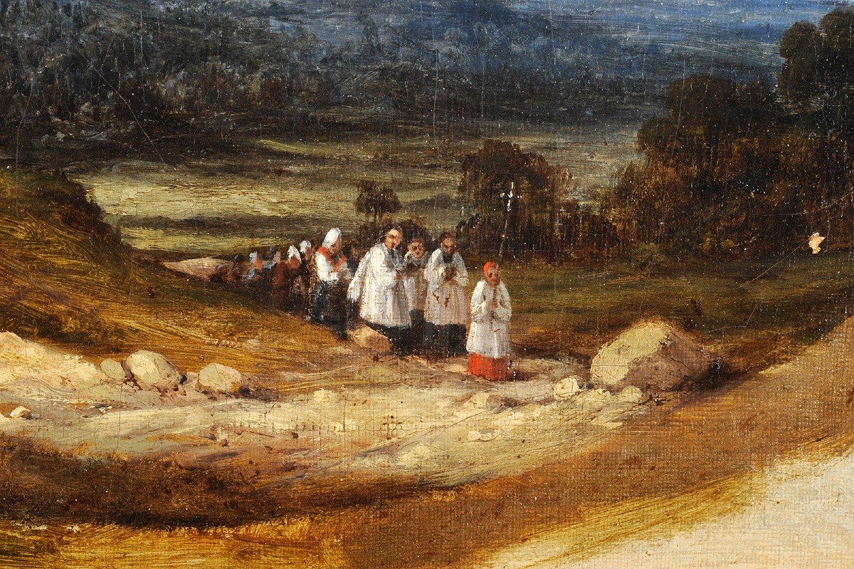 Charles Quinsac (1811-1879) La Procession des Rogations à Fronsac - Libourne Bordeaux Dordogne-photo-2