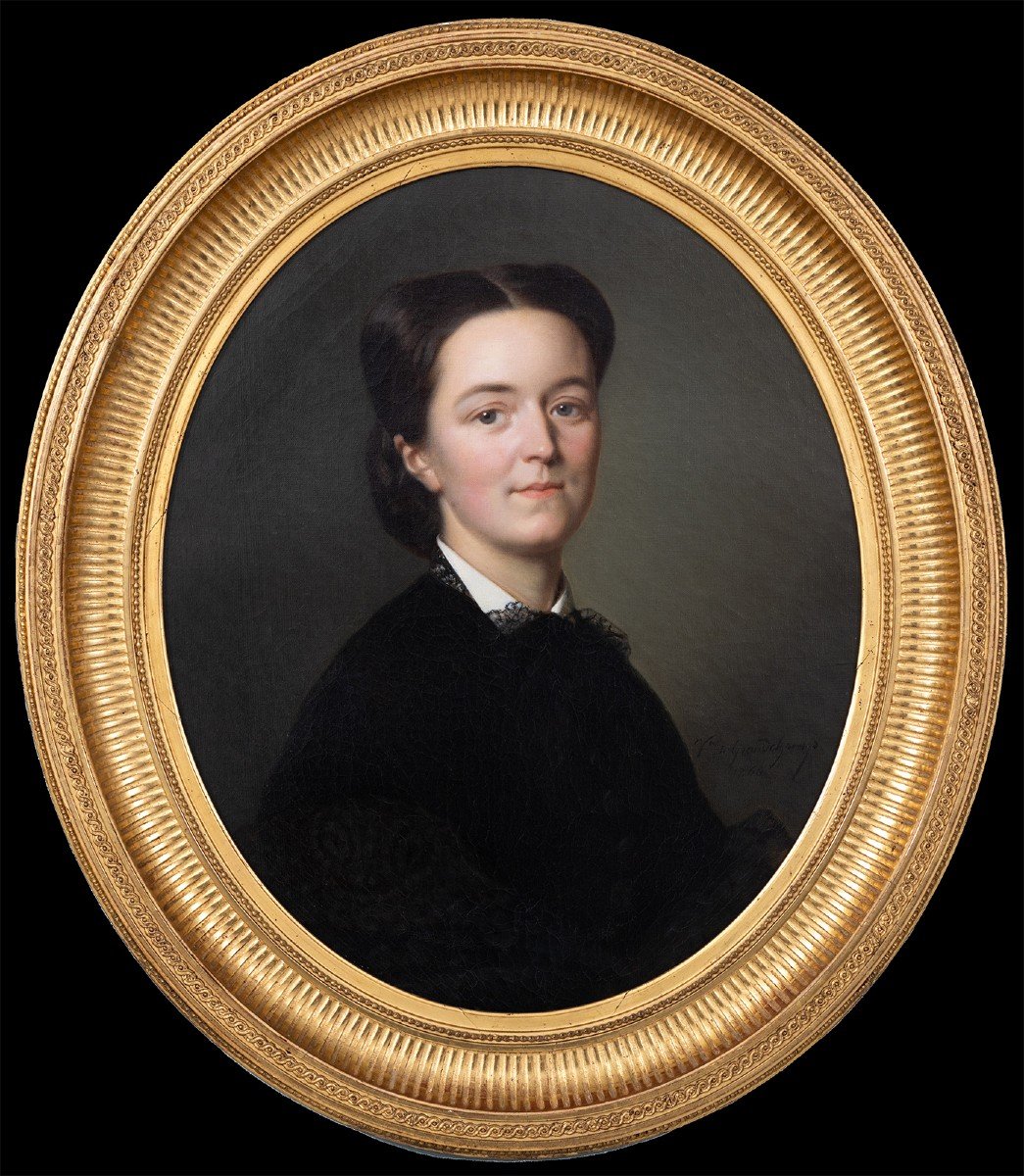 Victor de Grandchamp (1822-1869)  Portrait de Louise Yvert née Geslin - Femme
