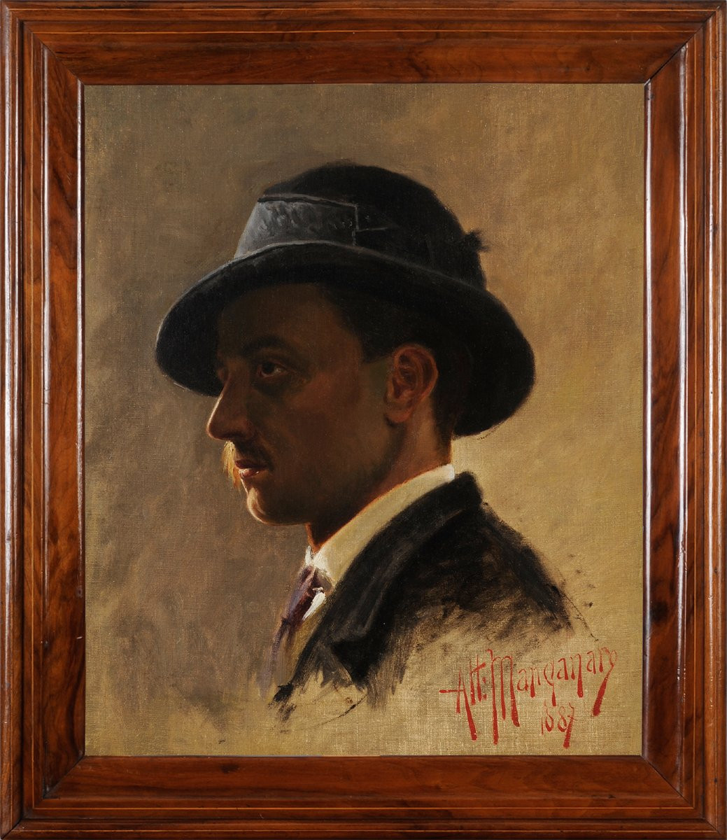 Attilio Manganaro (c.1865–c.1890) Portrait Of Gabriele d'Annunzio In 1887-photo-2