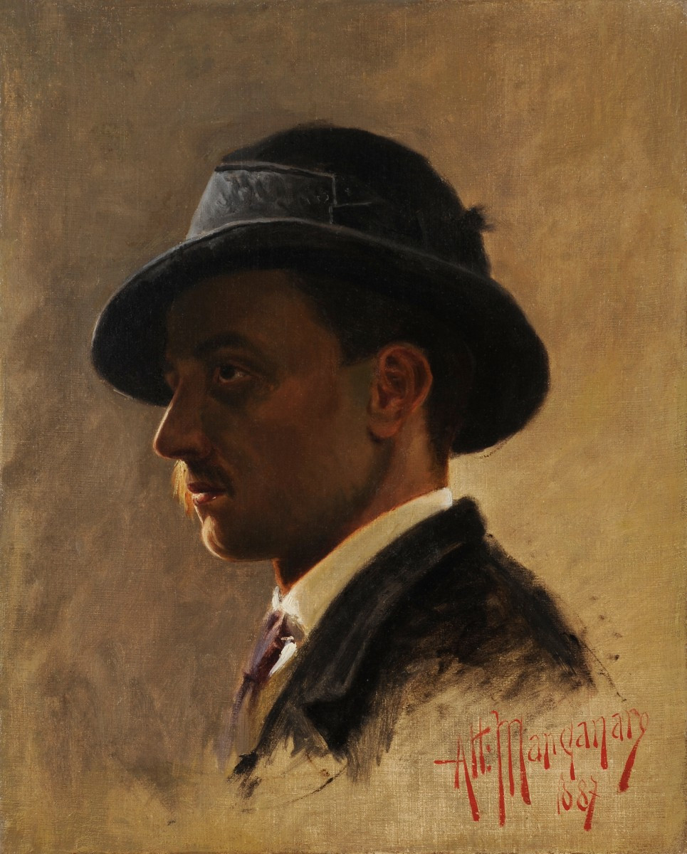 Attilio Manganaro (c.1865–c.1890) Portrait Of Gabriele d'Annunzio In 1887