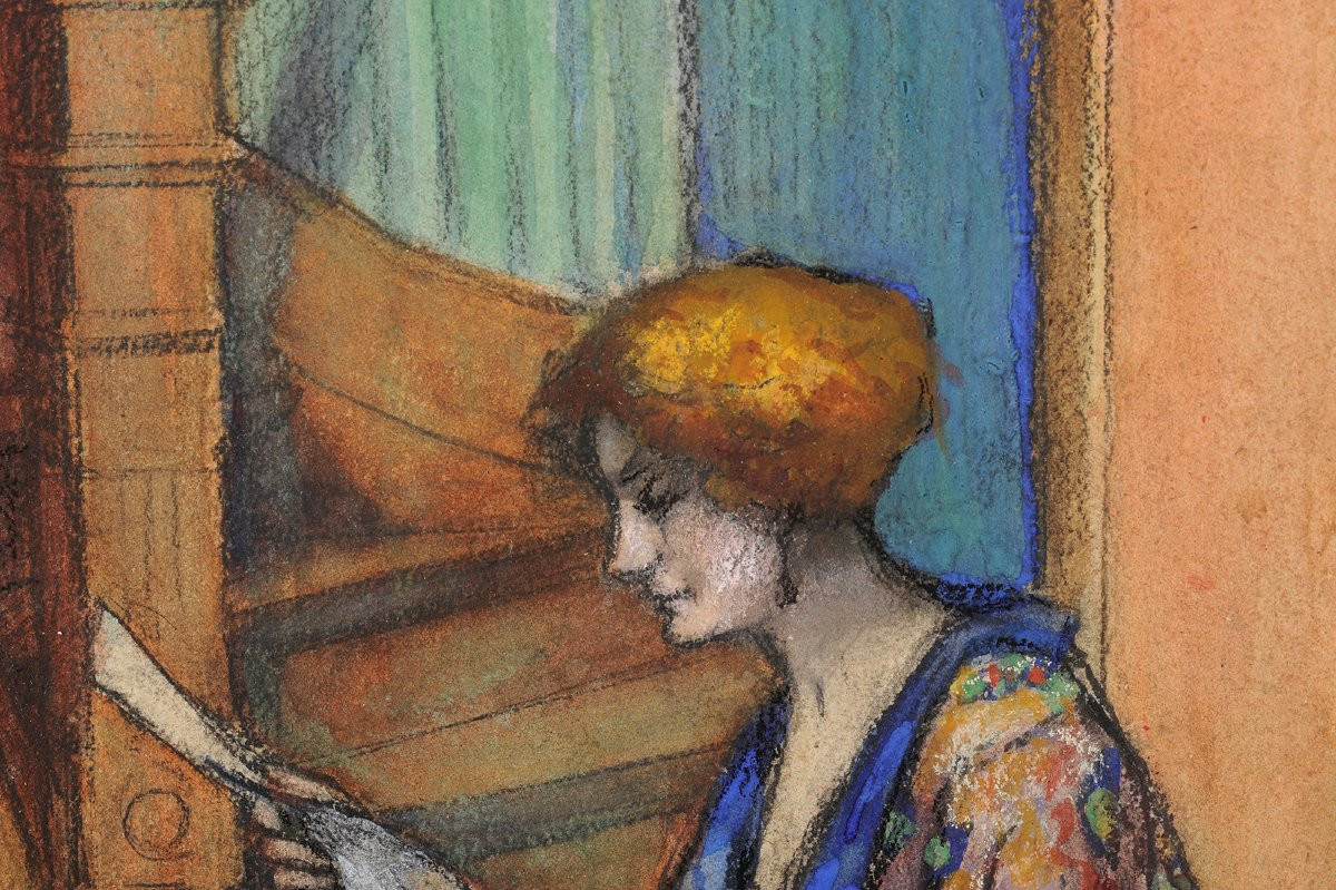 Georges Jamotte (1880-1940) The Lady With The Cat Portrait-photo-1