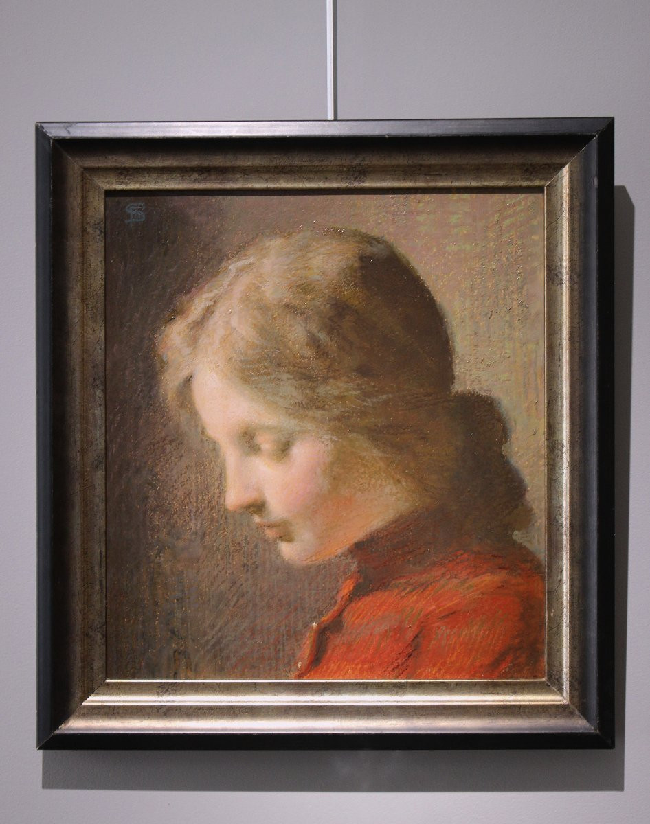 Frans Schwartz (1850-1917) Profile Portrait Of A Young Girl-photo-4