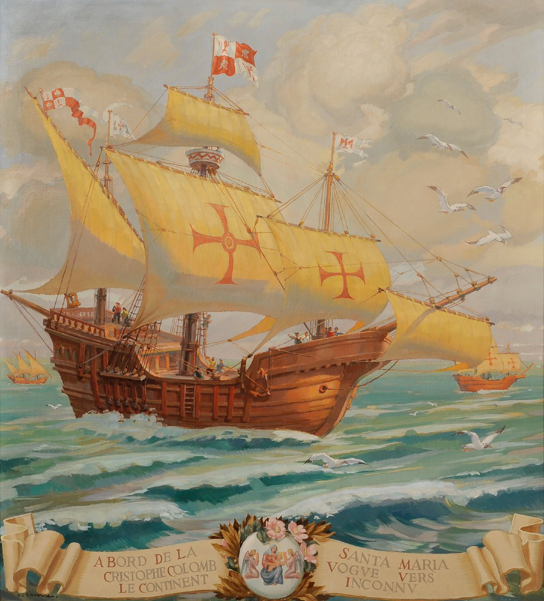 André Caverne (1894-1968) The Ships Of The Explorers Of The Americas Bordeaux Marine-photo-4