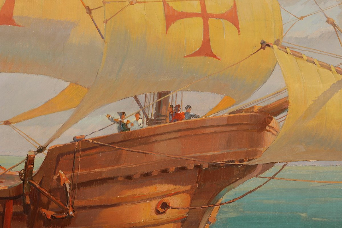 André Caverne (1894-1968) The Ships Of The Explorers Of The Americas Bordeaux Marine-photo-6