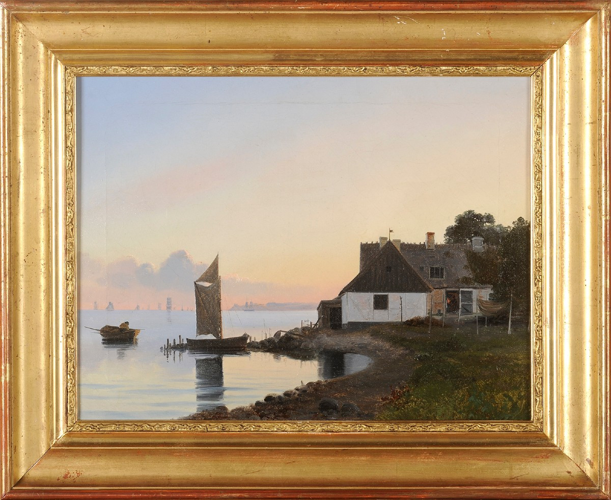 Att. à Carl Emil Baagøe (1829-1902) Bord de mer danois au crépuscule Danemark