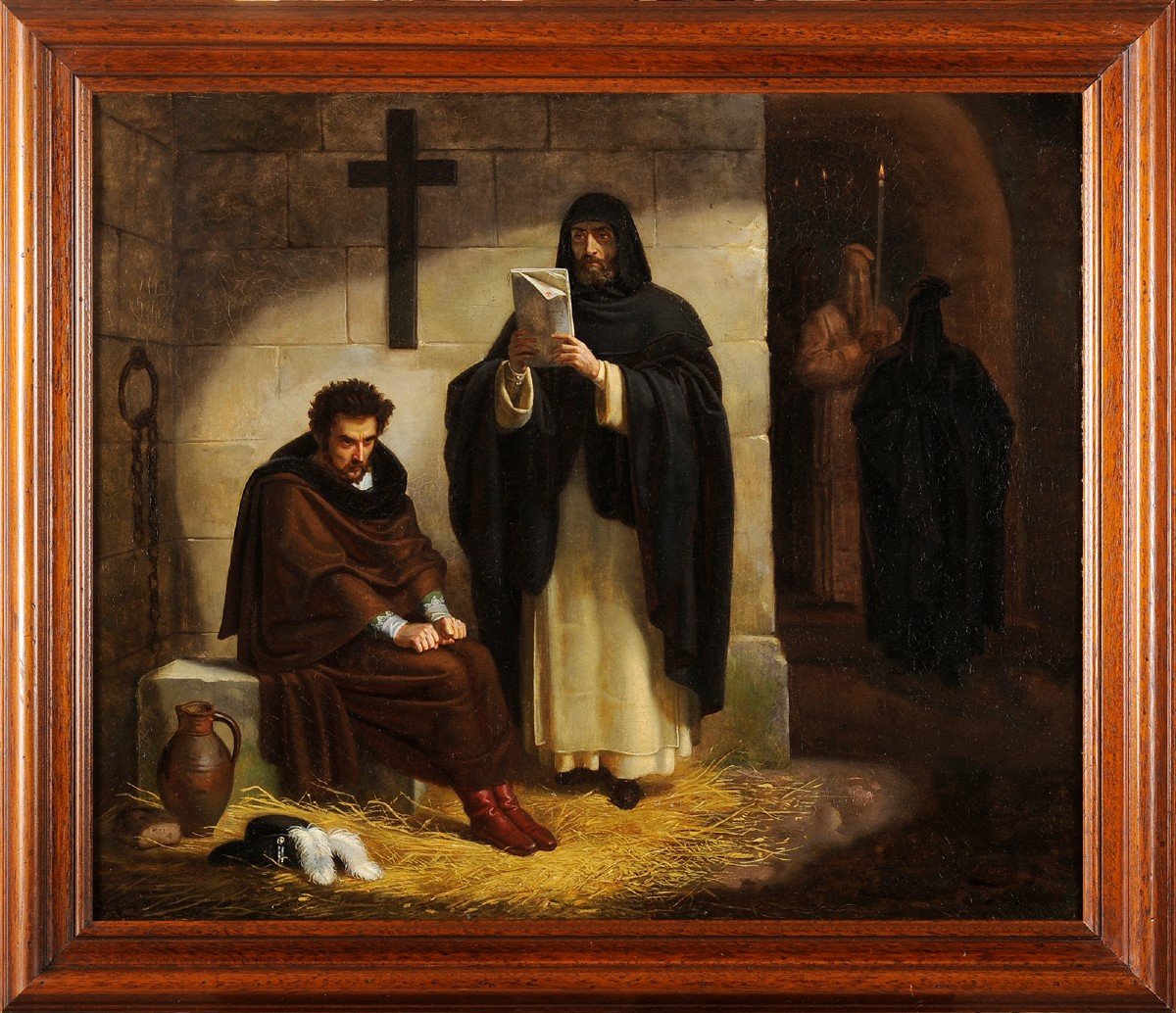 Nicolas Frosté (1790-1856) Un condamné recevant sa sentence – Scène d’Inquisition