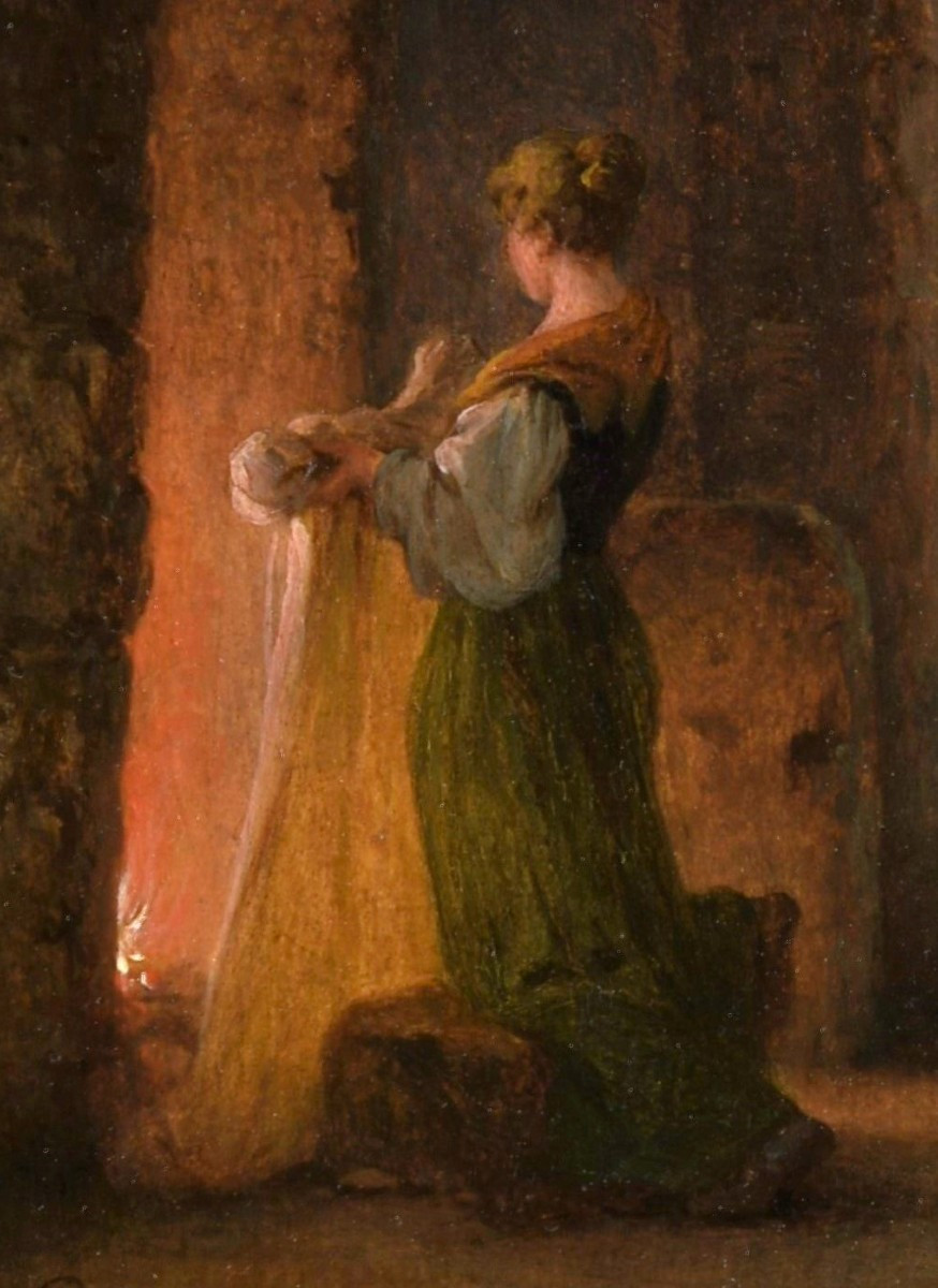 Guillaume Ronmy (1786-1854) Jeune italienne séchant les langes de son enfant Rouen-photo-1