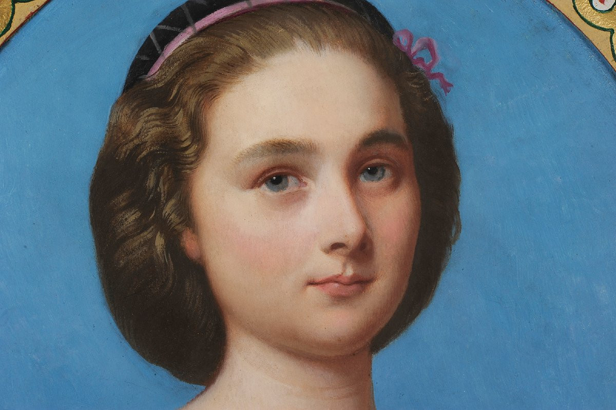 Romain Cazes (1808-1885) Portrait Of A Young Woman-photo-2