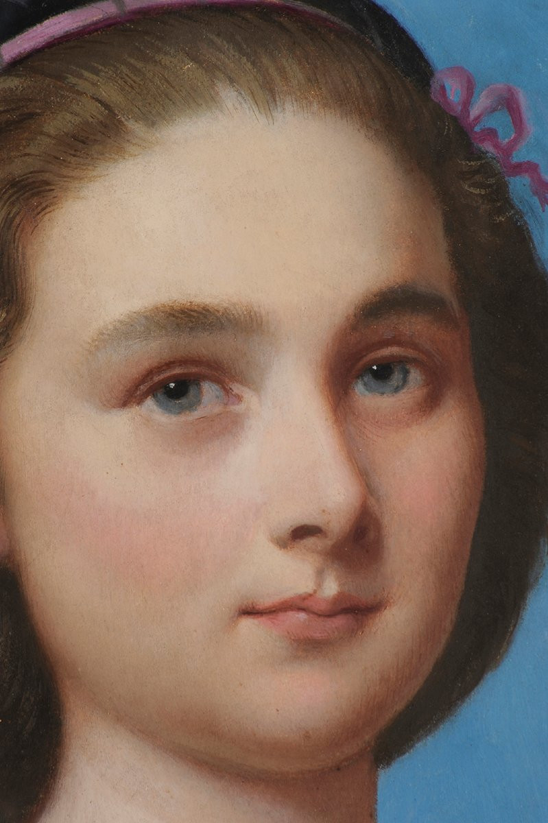 Romain Cazes (1808-1885) Portrait Of A Young Woman-photo-3