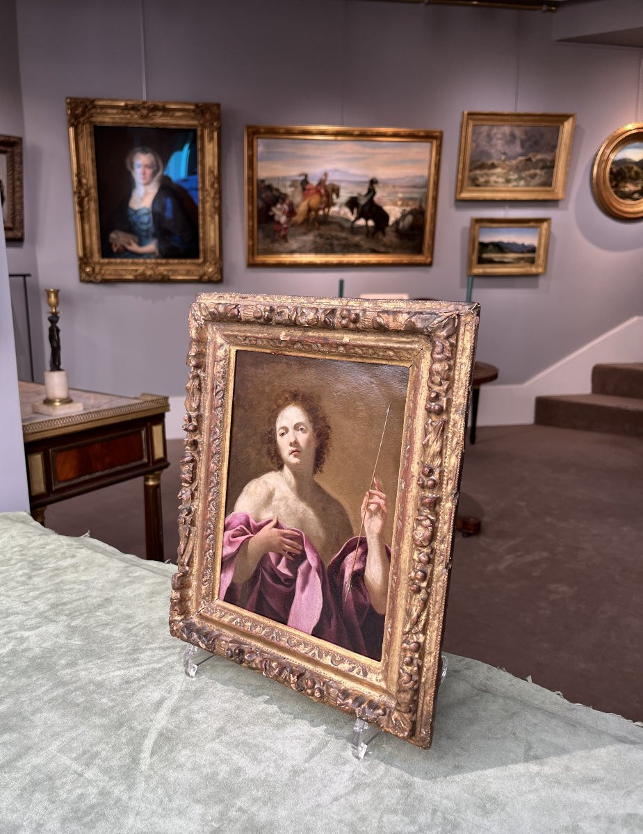 Att. To Virginia Vezzi (1600-1638) Saint Sebastian Holding An Arrow-photo-2