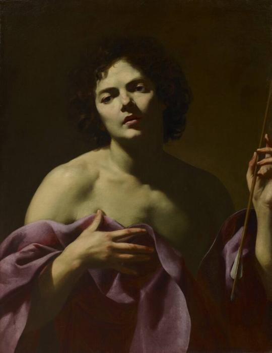 Att. To Virginia Vezzi (1600-1638) Saint Sebastian Holding An Arrow-photo-3