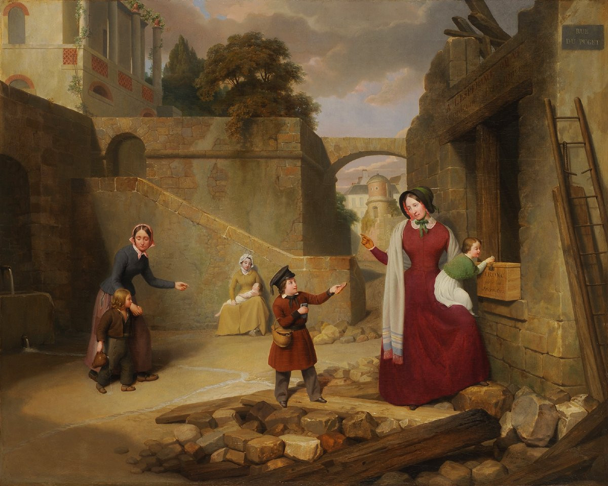Geoffroy Chocarne (1797-1870) Charity Scene At The Boulogne Fires-photo-2
