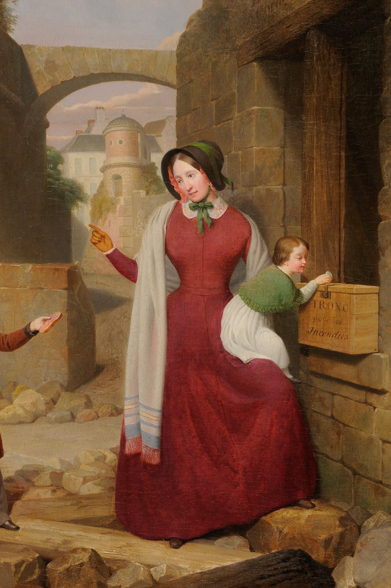 Geoffroy Chocarne (1797-1870) Charity Scene At The Boulogne Fires-photo-3