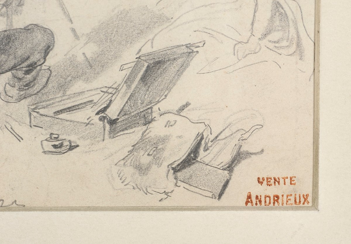 Clément Auguste Andrieux (1829-1880) Le peintre en plein air-photo-4