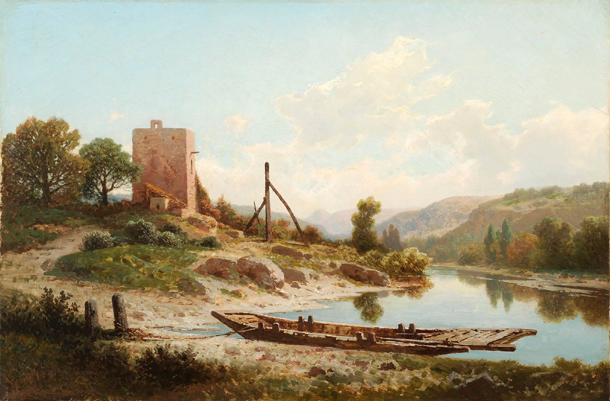 Antoine-Claude Ponthus-Cinier (1812-1885) Le bac à traille à Neuville sur Ain-photo-2