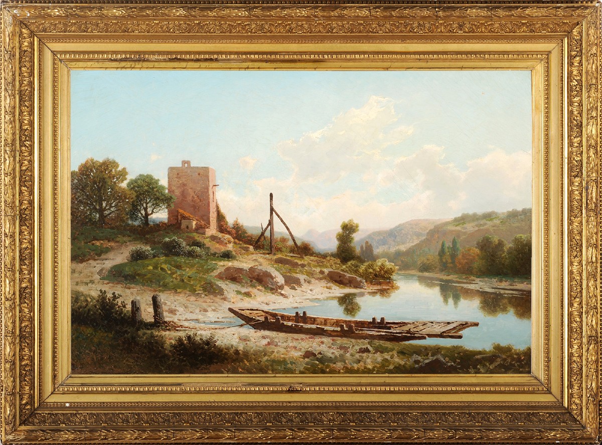 Antoine-Claude Ponthus-Cinier (1812-1885) Le bac à traille à Neuville sur Ain