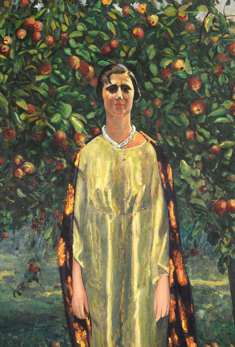 Léon Kamir Kauffmann (1972-1933) Portrait Of A Woman Under The Apple Trees-photo-3