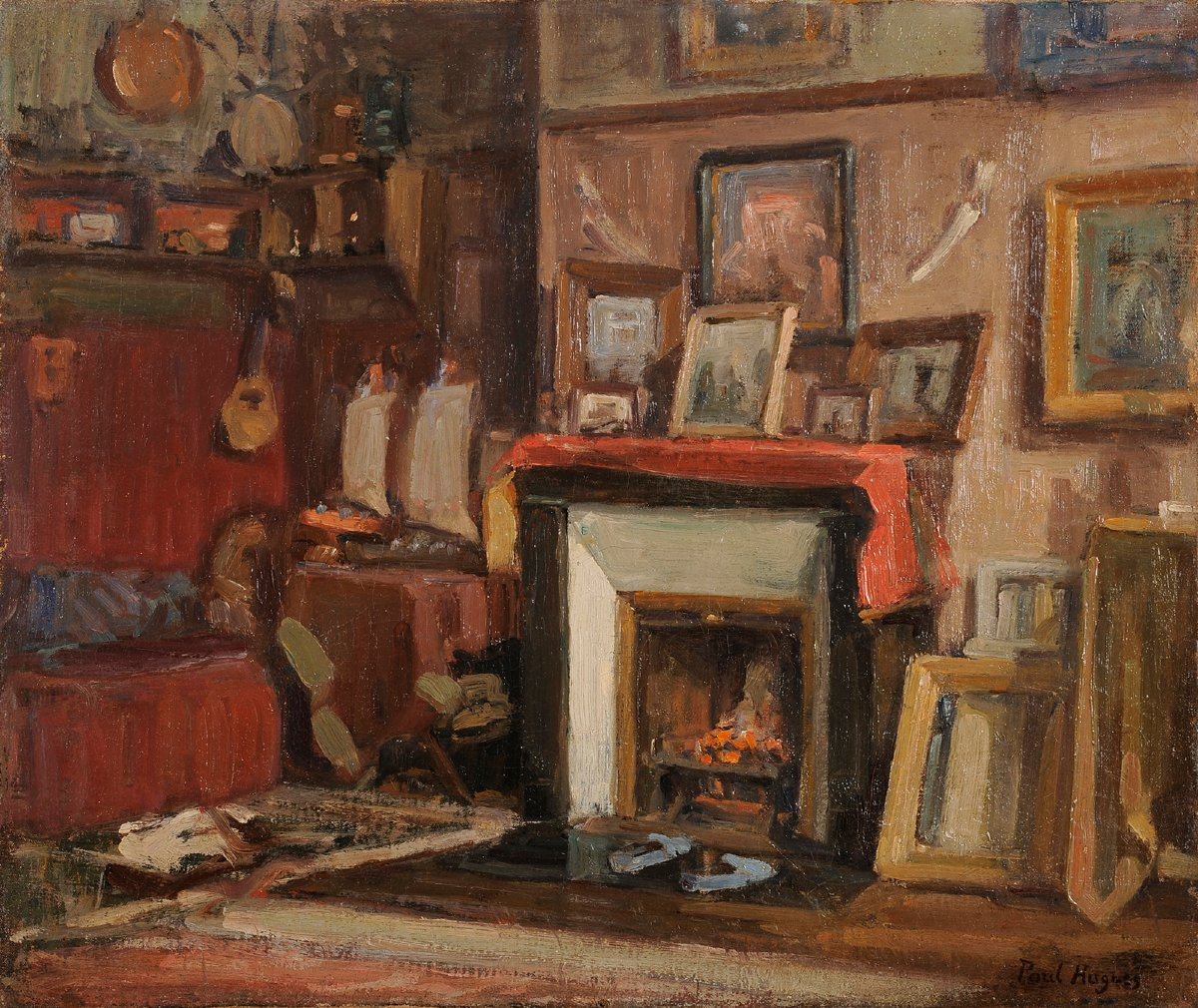 Paul Jean Hugues (1891-1950) Intérieur de collectionneur ou d'atelier-photo-2