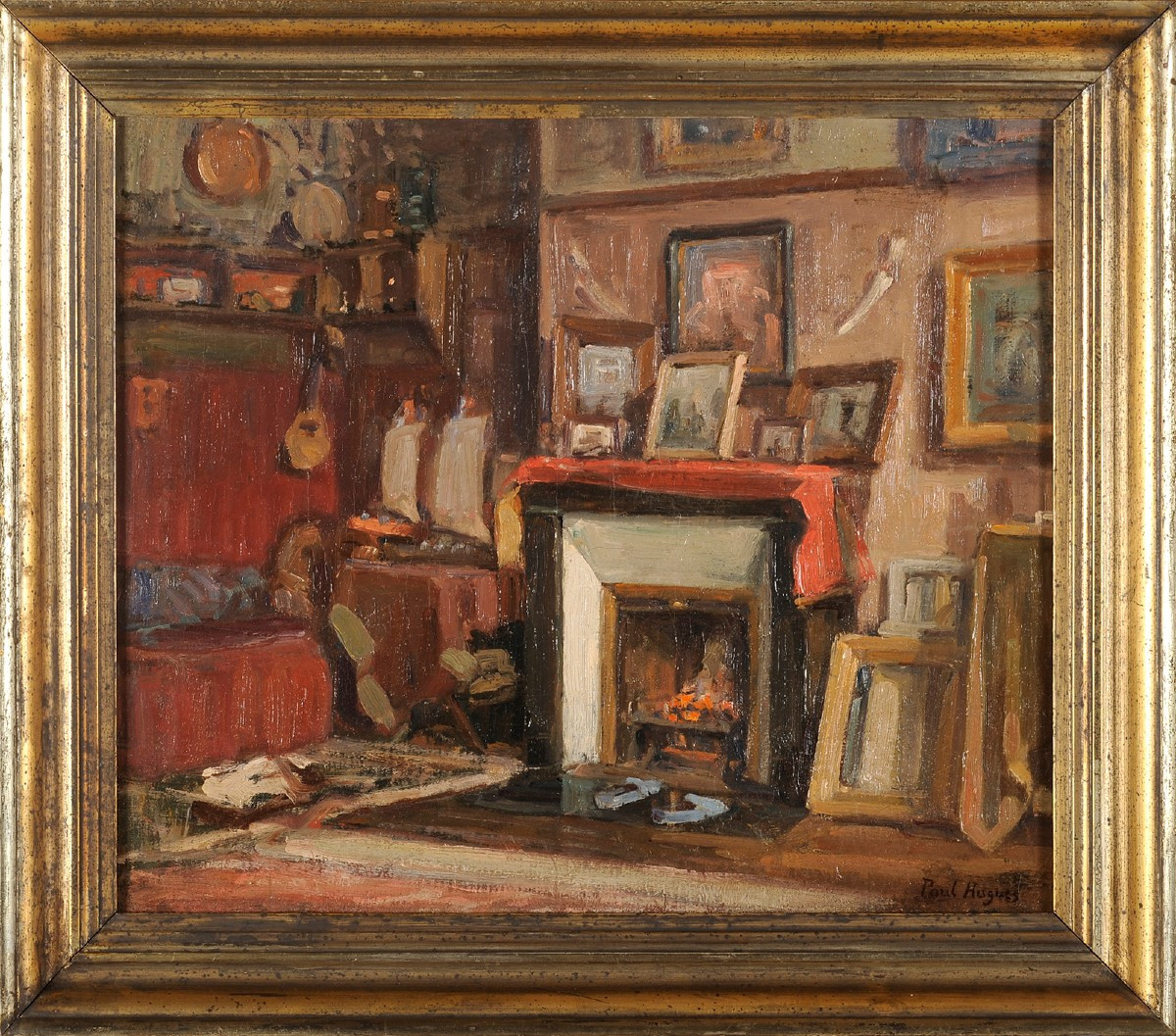 Paul Jean Hugues (1891-1950) Intérieur de collectionneur ou d'atelier