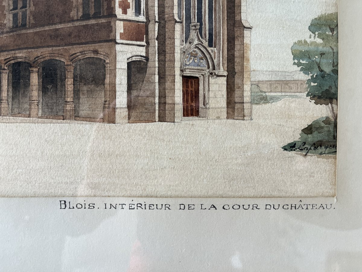 Arsène Lafargue (1852-1931) La cour du château de Blois et l’aile Louis XII architecture-photo-3