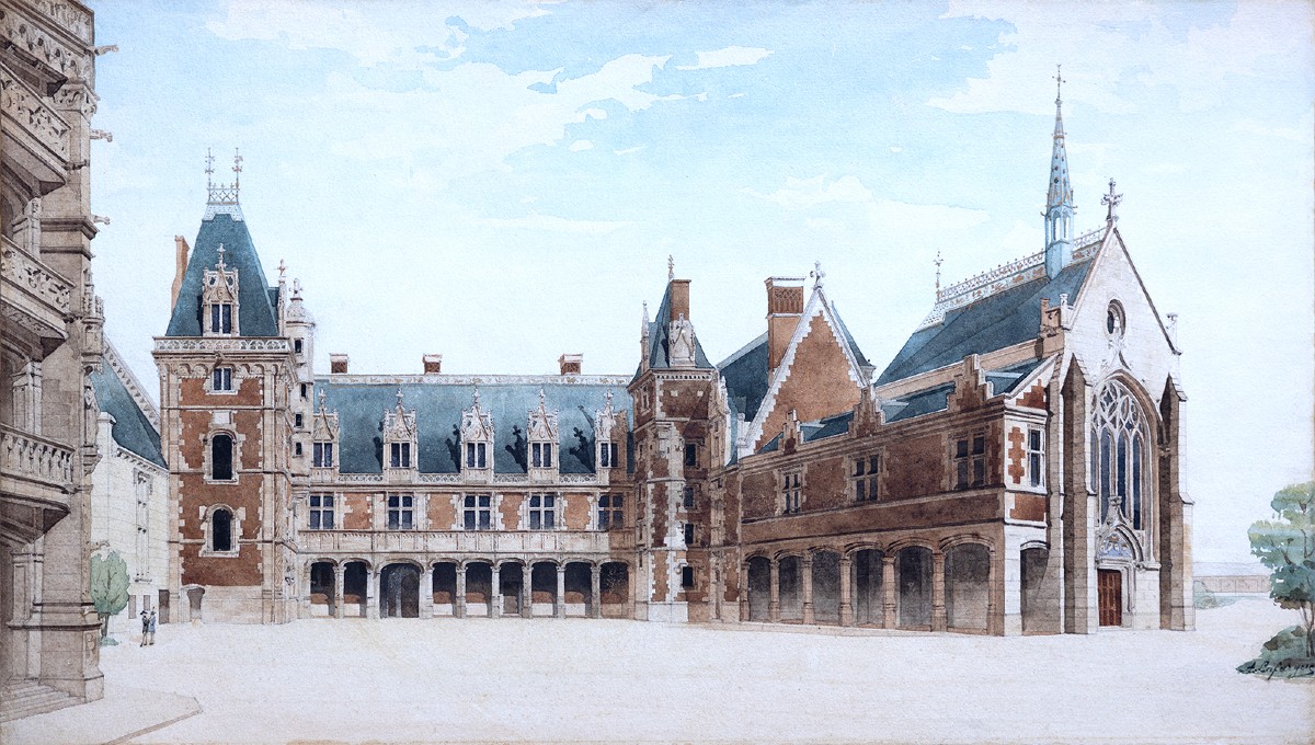 Arsène Lafargue (1852-1931) La cour du château de Blois et l’aile Louis XII architecture
