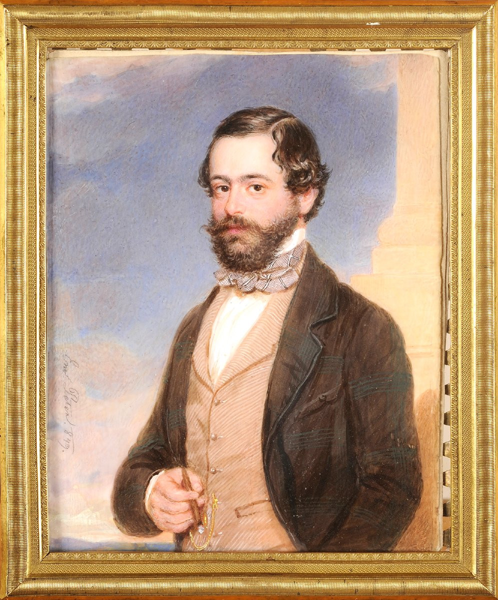 Emmanuel Peter (1799-1873) Portrait de dandy au cigare Autriche Vienna-photo-2