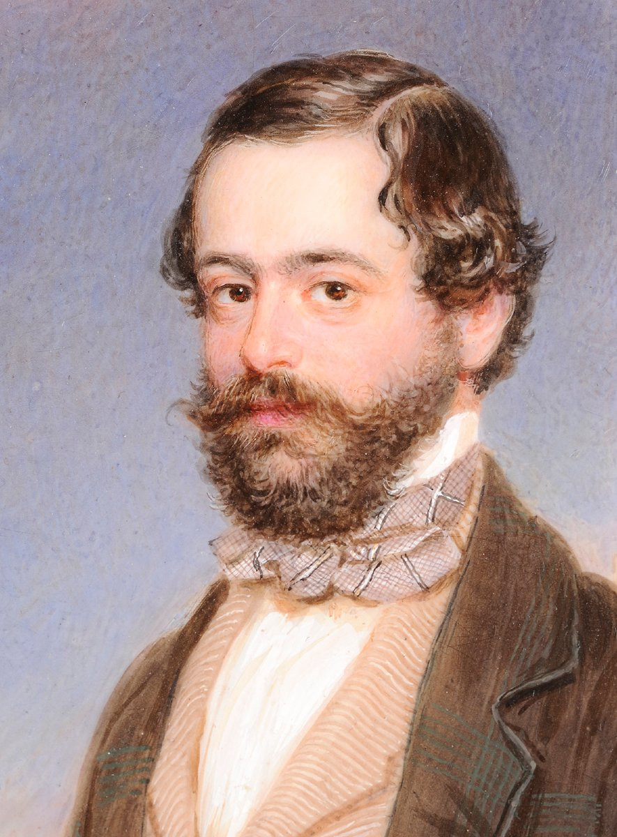 Emmanuel Peter (1799-1873) Portrait de dandy au cigare Autriche Vienna-photo-3