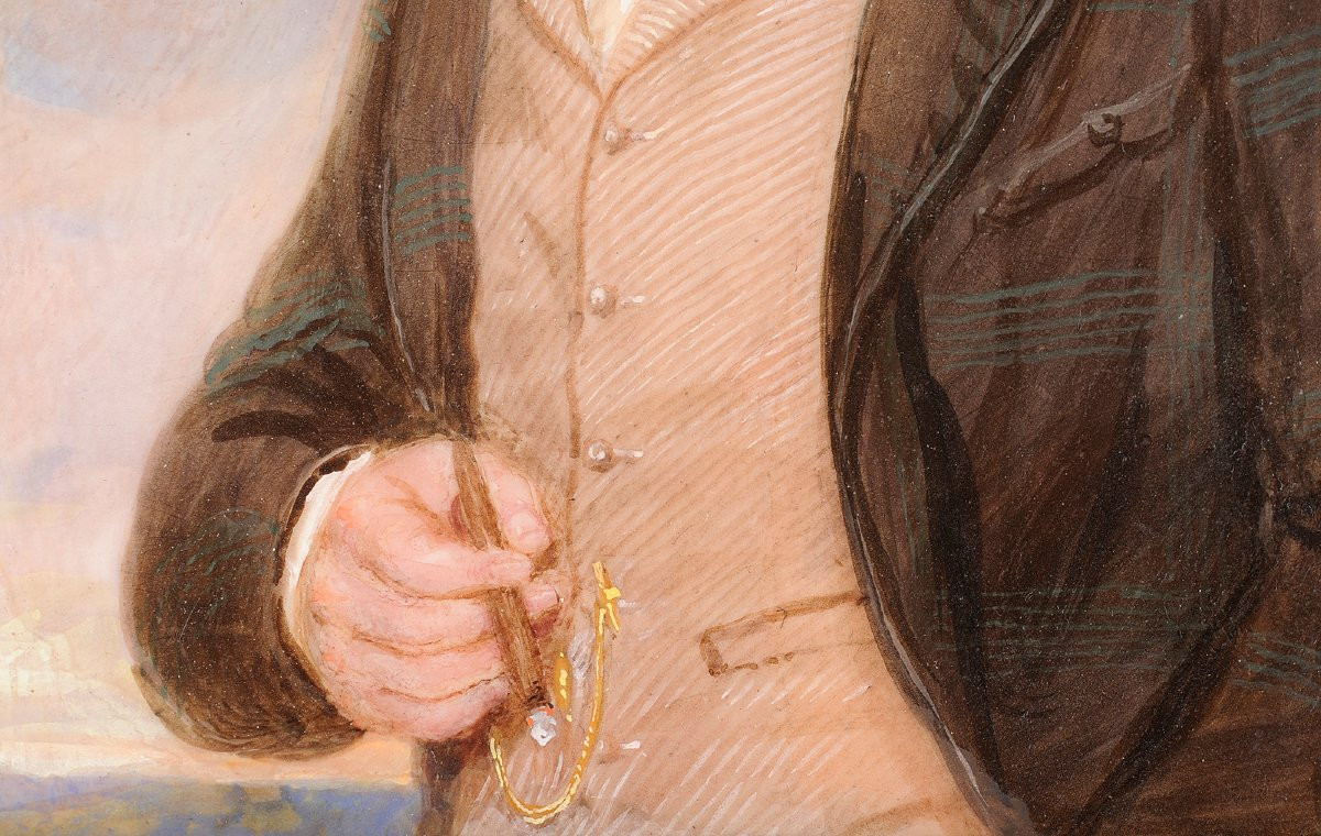 Emmanuel Peter (1799-1873) Portrait de dandy au cigare Autriche Vienna-photo-4