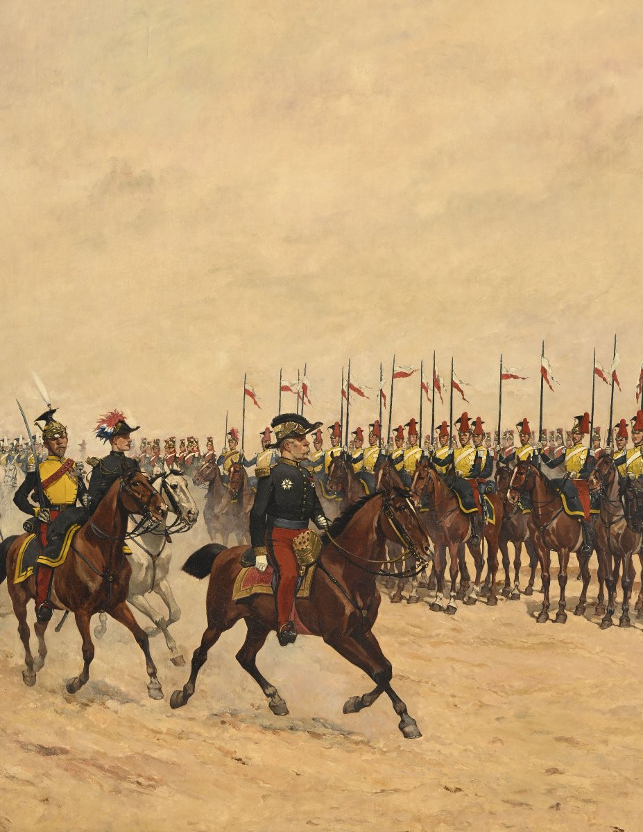 Georges Hyon (1840-1913) Cavalry Review Of The 2nd Lancers Regiment Militaria-photo-3