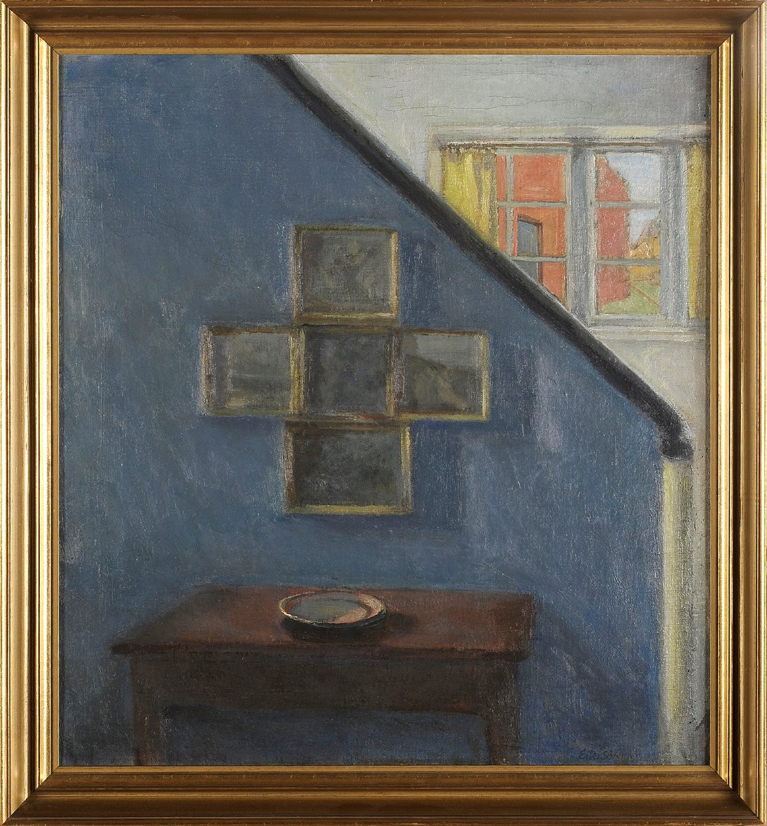 Eiler Carl Sørensen (1869-1953) Intérieur à l’escalier Danemark-photo-2