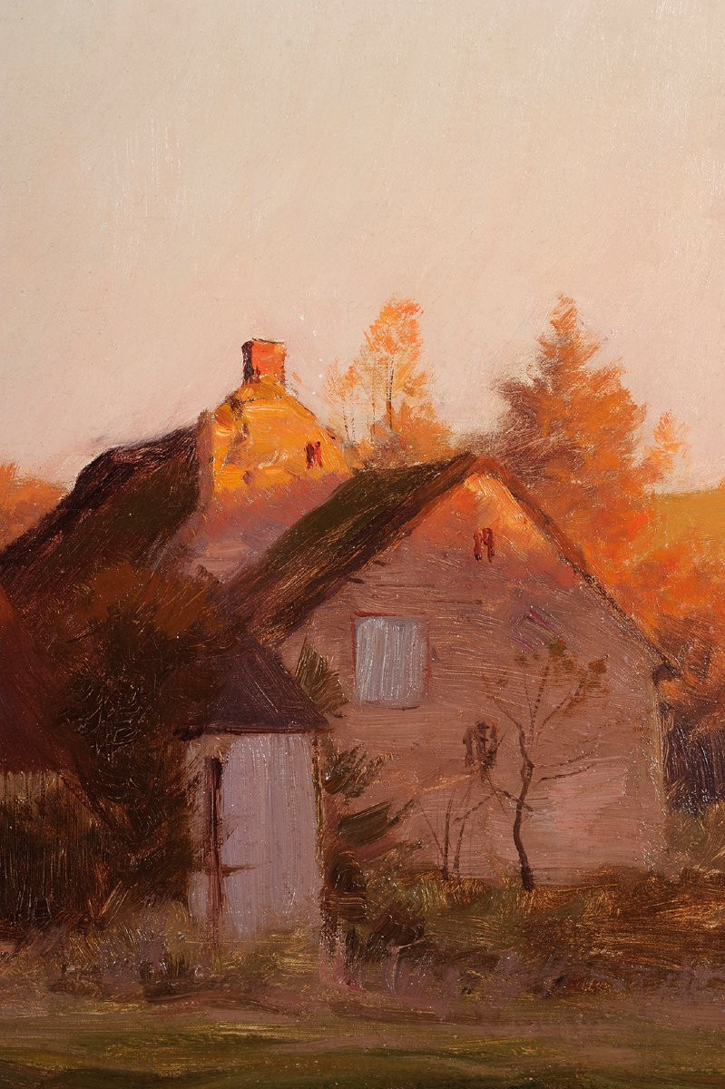 Henri Saintin (1846-1899) Sunset At Cernay La Ville Or The Return Of The Geese-photo-1