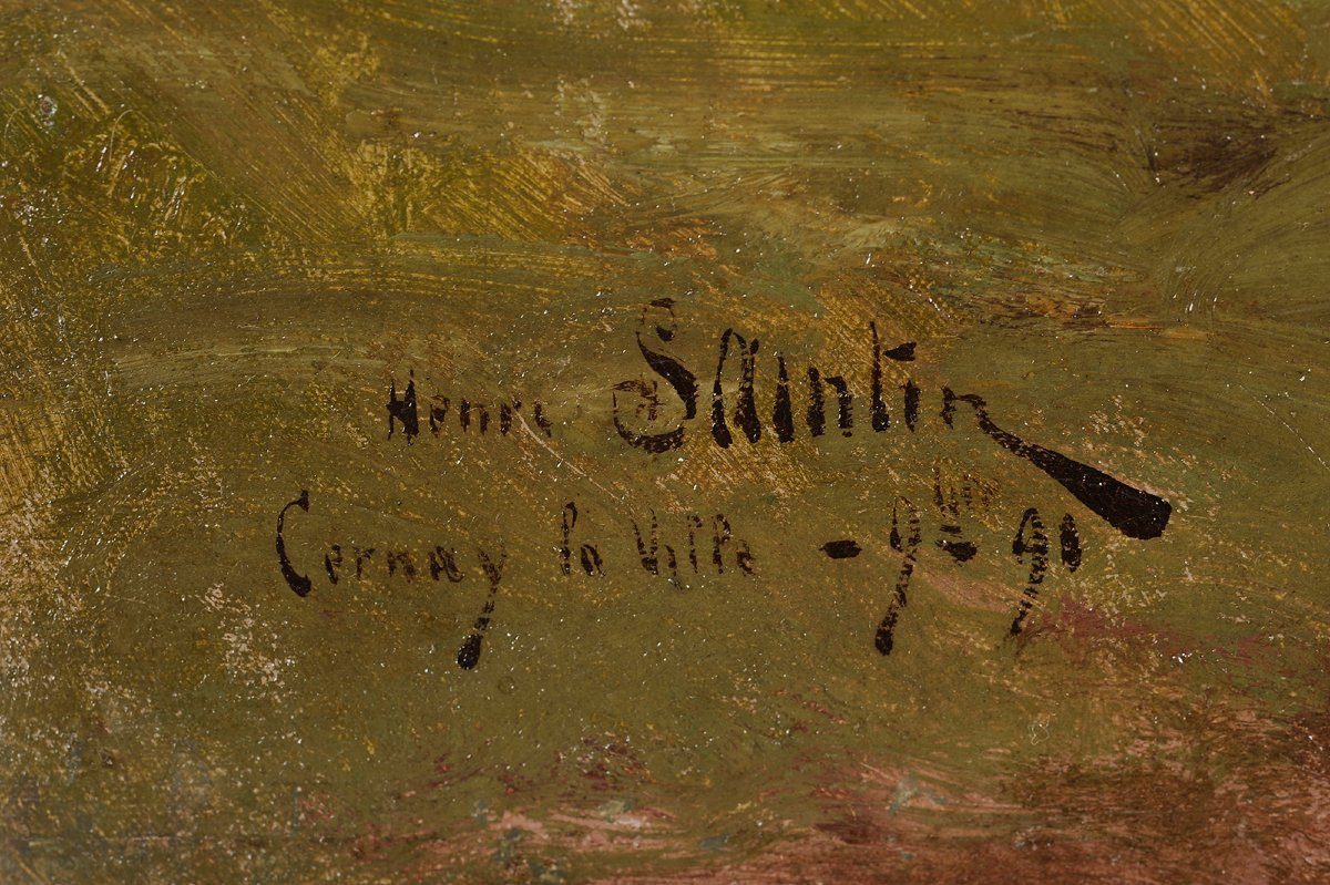 Henri Saintin (1846-1899) Sunset At Cernay La Ville Or The Return Of The Geese-photo-2