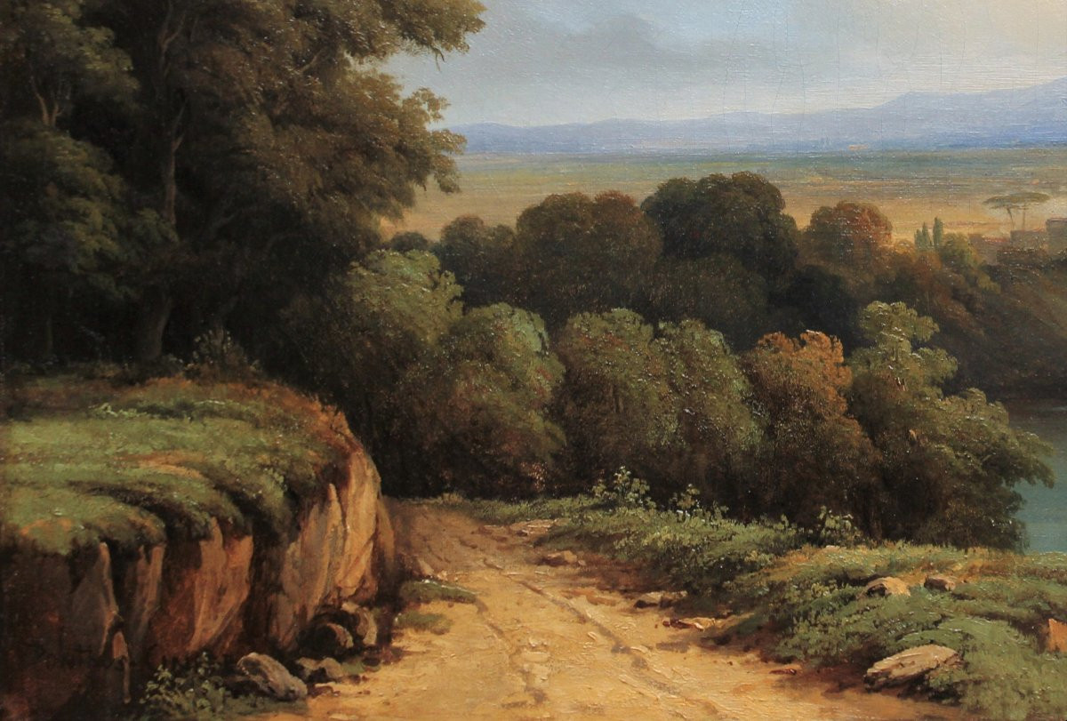 Antoine-claude Ponthus-cinier (1812-1885) Lake Albano Castel Gandolfo Italy-photo-3