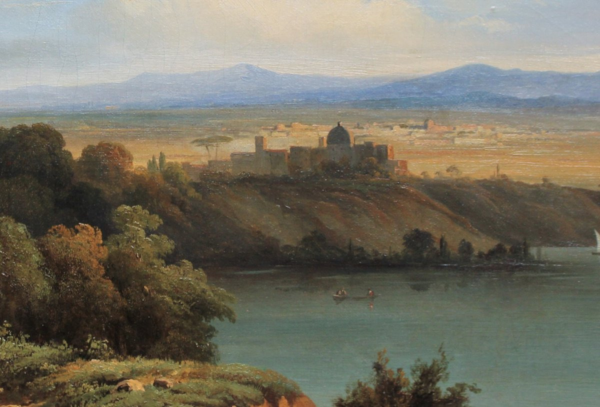 Antoine-claude Ponthus-cinier (1812-1885) Lake Albano Castel Gandolfo Italy-photo-4